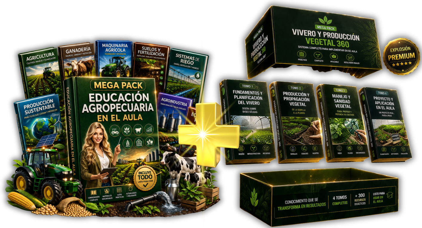 MEGA PACK EDUCACIÓN AGROPECUARIA EN EL AULA + MEGA PACK VIVERO Y PROPAGACIÓN VEGETAL 360